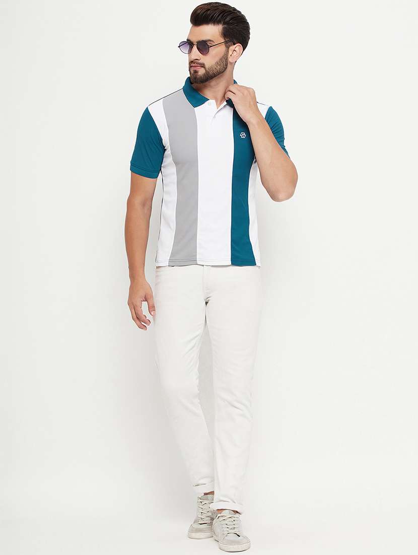 teal striped polo t-shirt - 20245330 -  Standard Image - 2