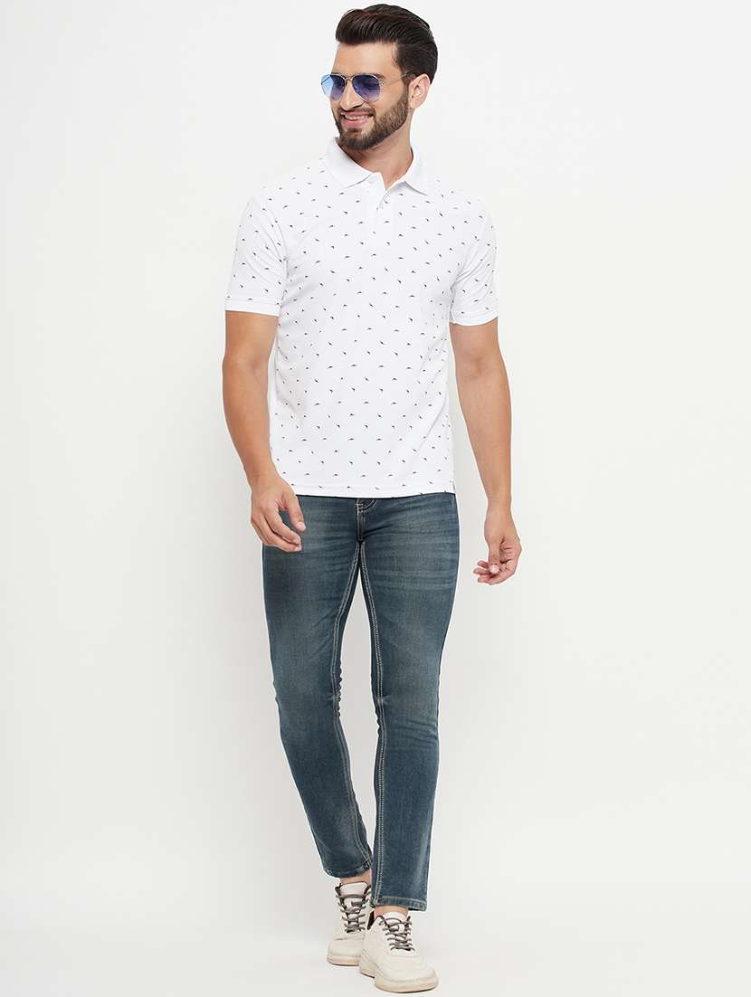 white micro print cotton polo t-shirt - 20245333 -  Standard Image - 2