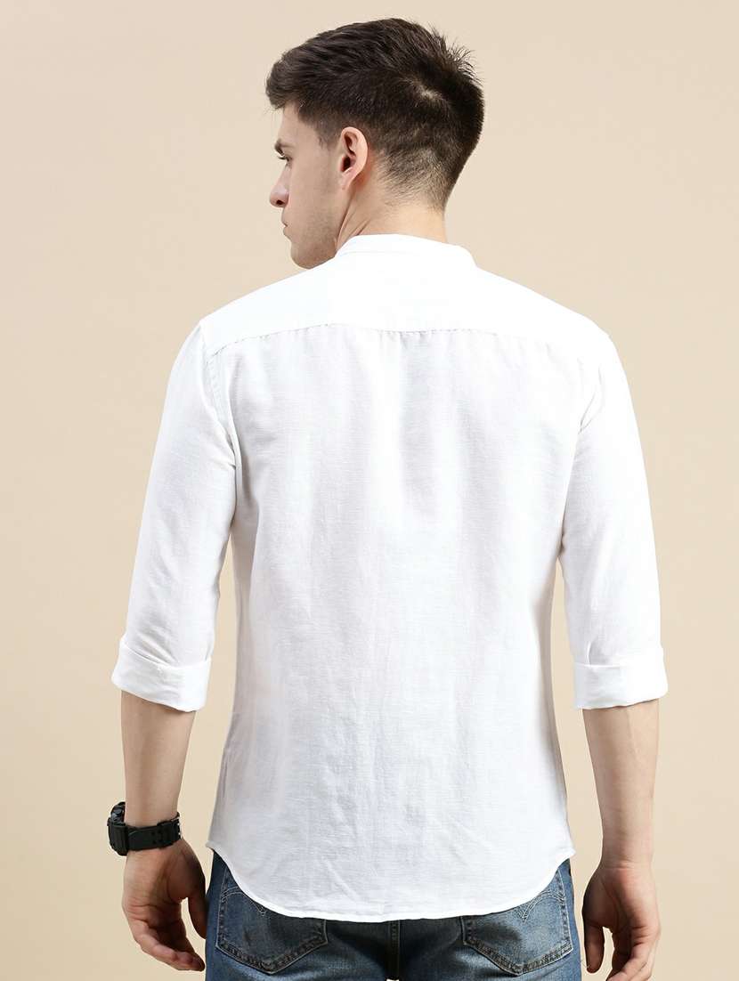 white solid long sleeve casual shirt - 20245640 -  Standard Image - 2