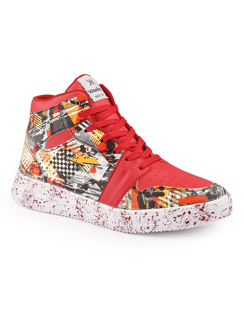 men graphic printed red lace up sneaker - 20245825 - Standard Image - 2