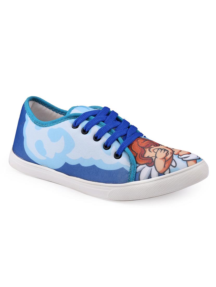 men graphic printed blue lace up sneaker - 20245826 - Standard Image - 2