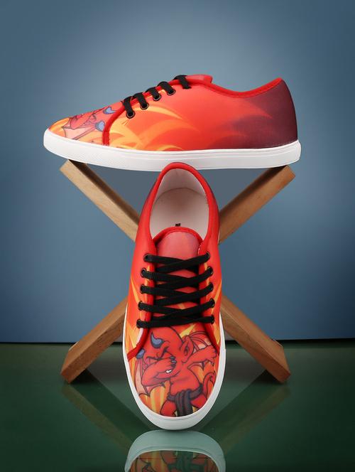 men graphic printed red lace up sneaker - 20245828 -  Standard Image - 0