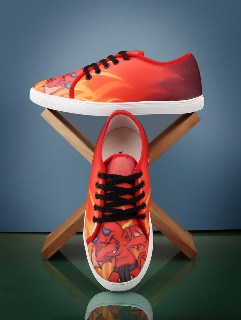 men graphic printed red lace up sneaker - 20245828 -  Zoom Image - 0