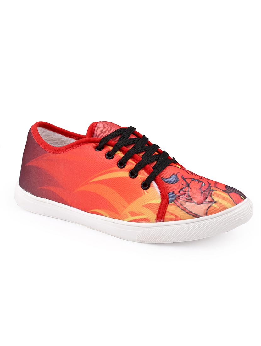men graphic printed red lace up sneaker - 20245828 - Standard Image - 2
