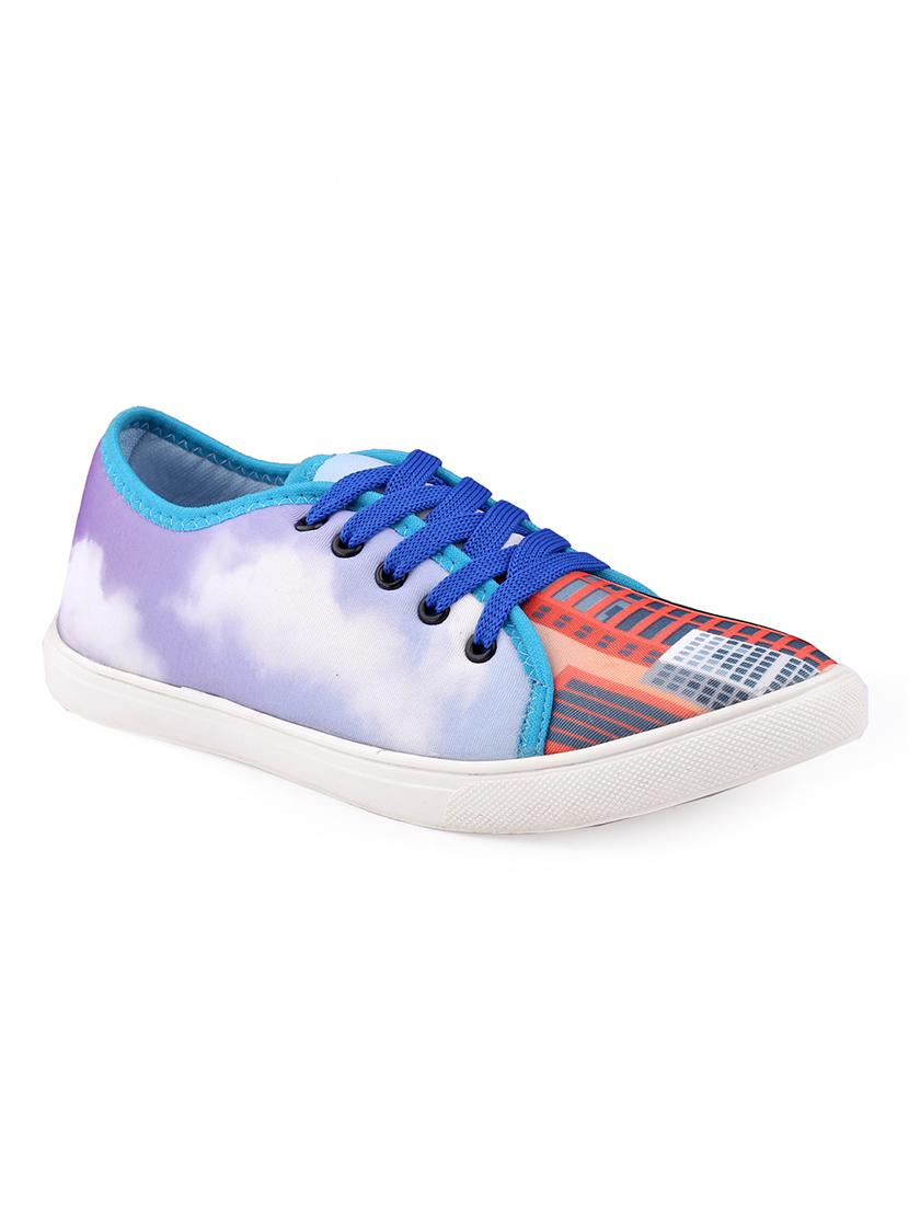 men graphic printed blue lace up sneaker - 20245830 - Standard Image - 2