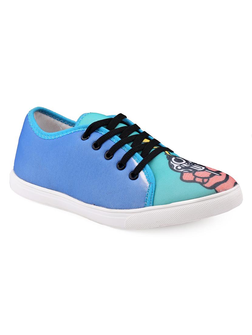 men graphic printed blue lace up sneaker - 20245831 - Standard Image - 2
