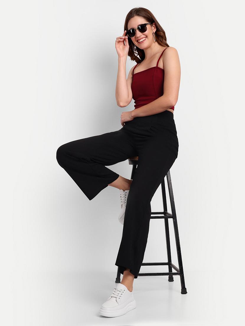 black solids high rise wide leg trousers - 20245872 - Standard Image - 2