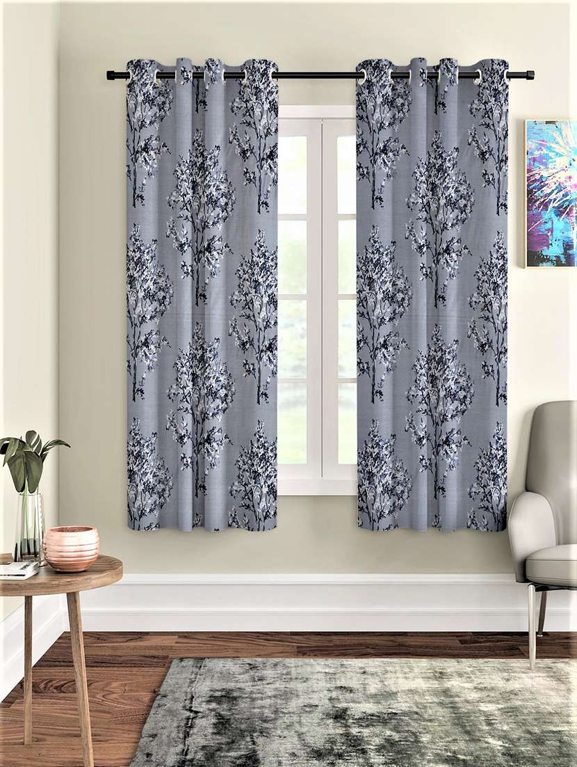 fashion string 2 pieces floral blossoms eyelet polyester window curtains