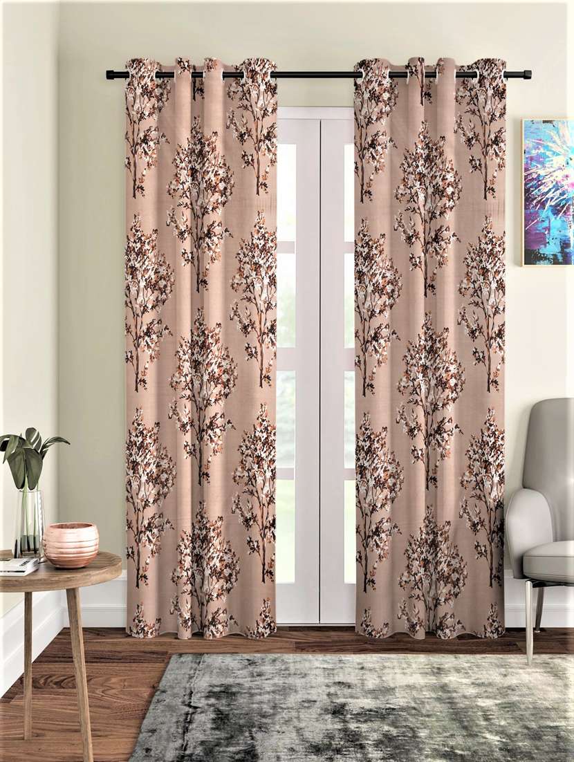 fashion string 2 pieces floral blossoms eyelet polyester door curtains