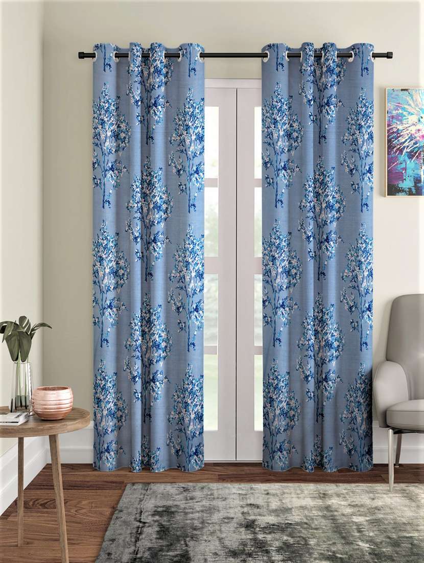 fashion string 2 pieces floral blossoms eyelet polyester door curtains