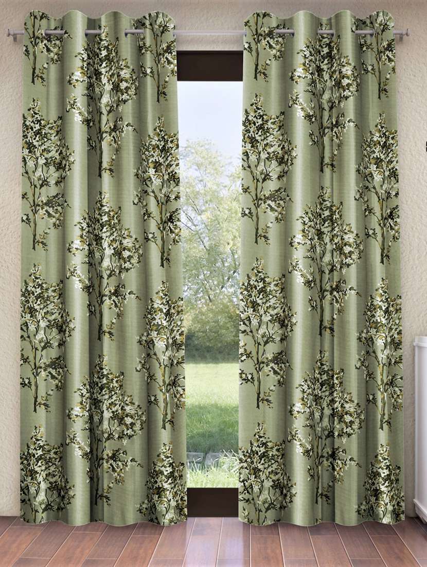 fashion string 2 pieces floral blossoms eyelet polyester door curtains