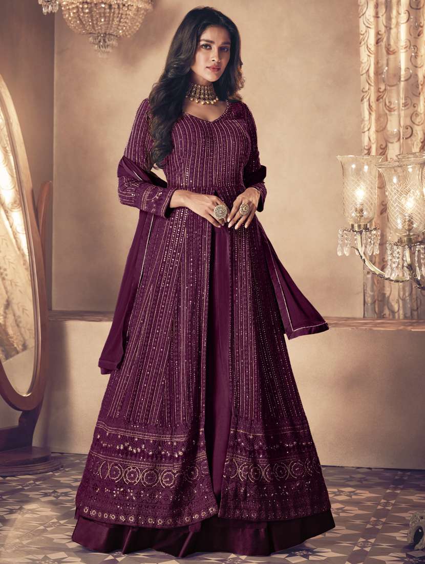 embroidered semi-stitched suit set