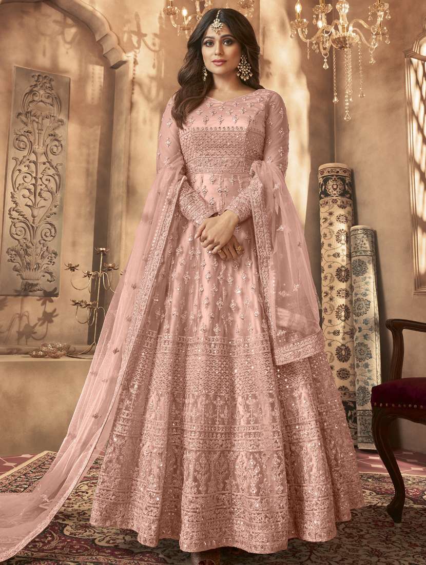 embroidered semi-stitched suit set