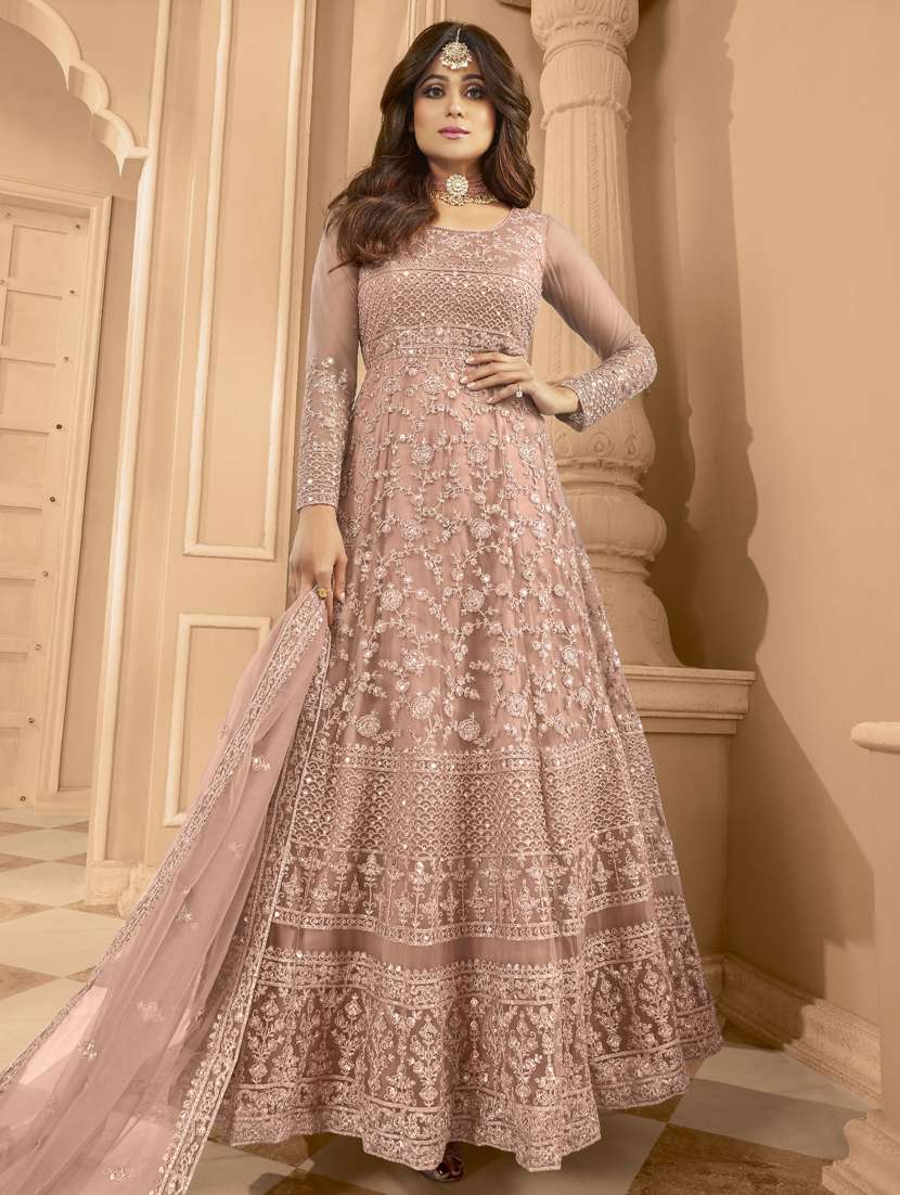 embroidered semi-stitched suit set