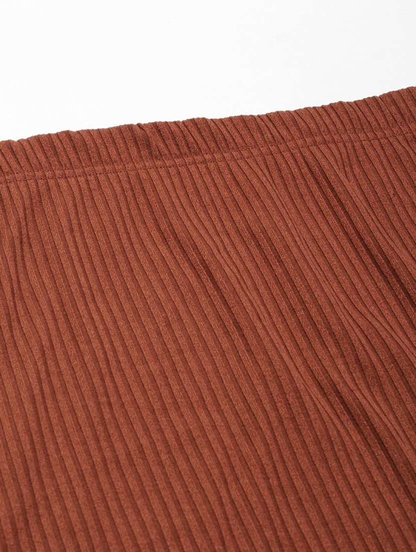 brown solid top and skirt co-ord set - 20249123 -  Standard Image - 7