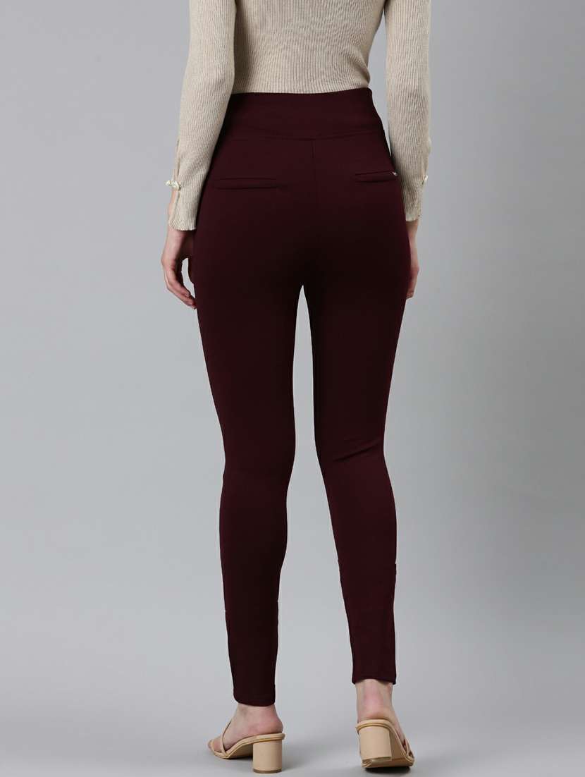 brown solid ankle length jegging - 20249126 -  Standard Image - 2