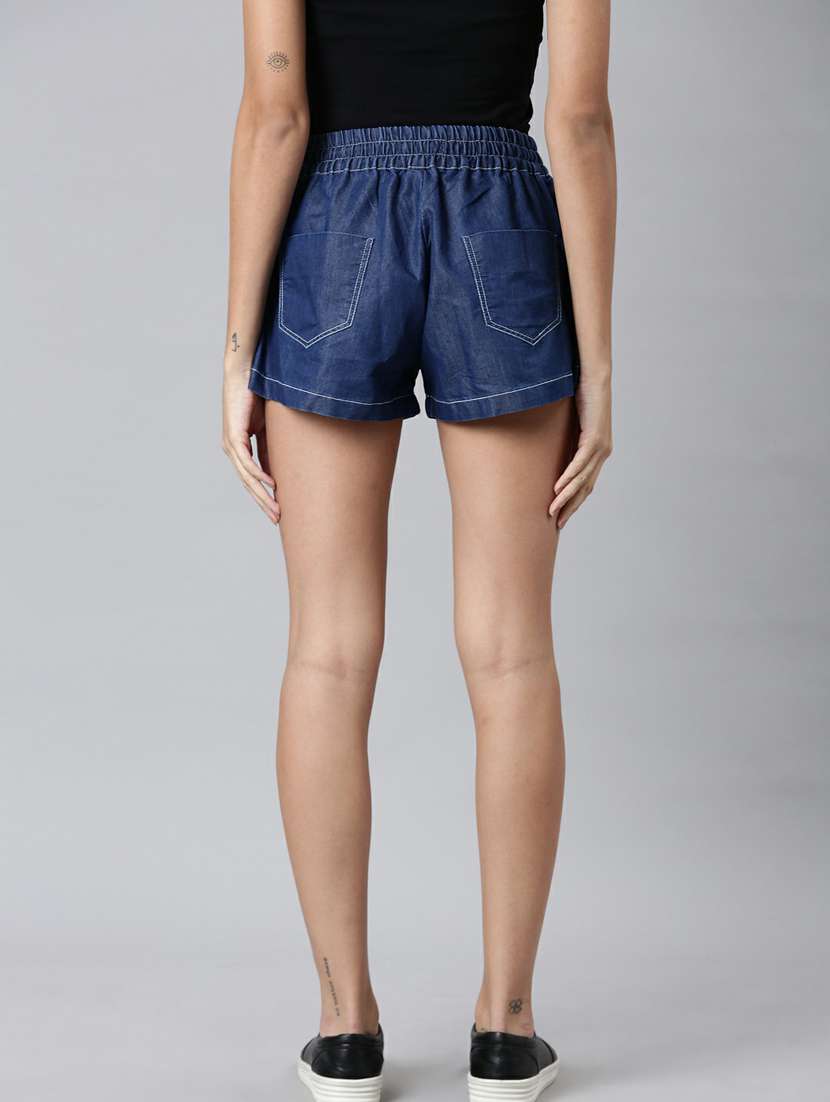 navy blue solid regular fit shorts - 20249277 - Standard Image - 2