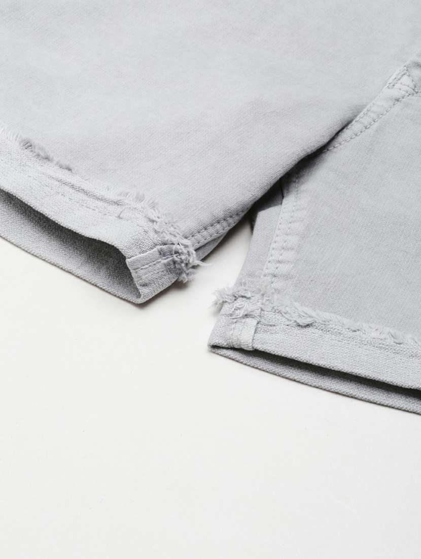 grey solid slim fit denim shorts  - 20249279 -  Standard Image - 7