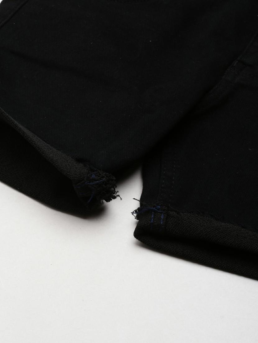 black solid mini denim shorts - 20249283 - Standard Image - 7