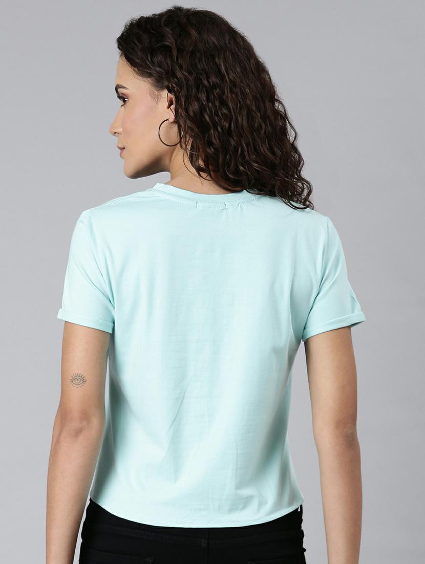 light blue typographic print regular fit top - 20249468 - Standard Image - 2