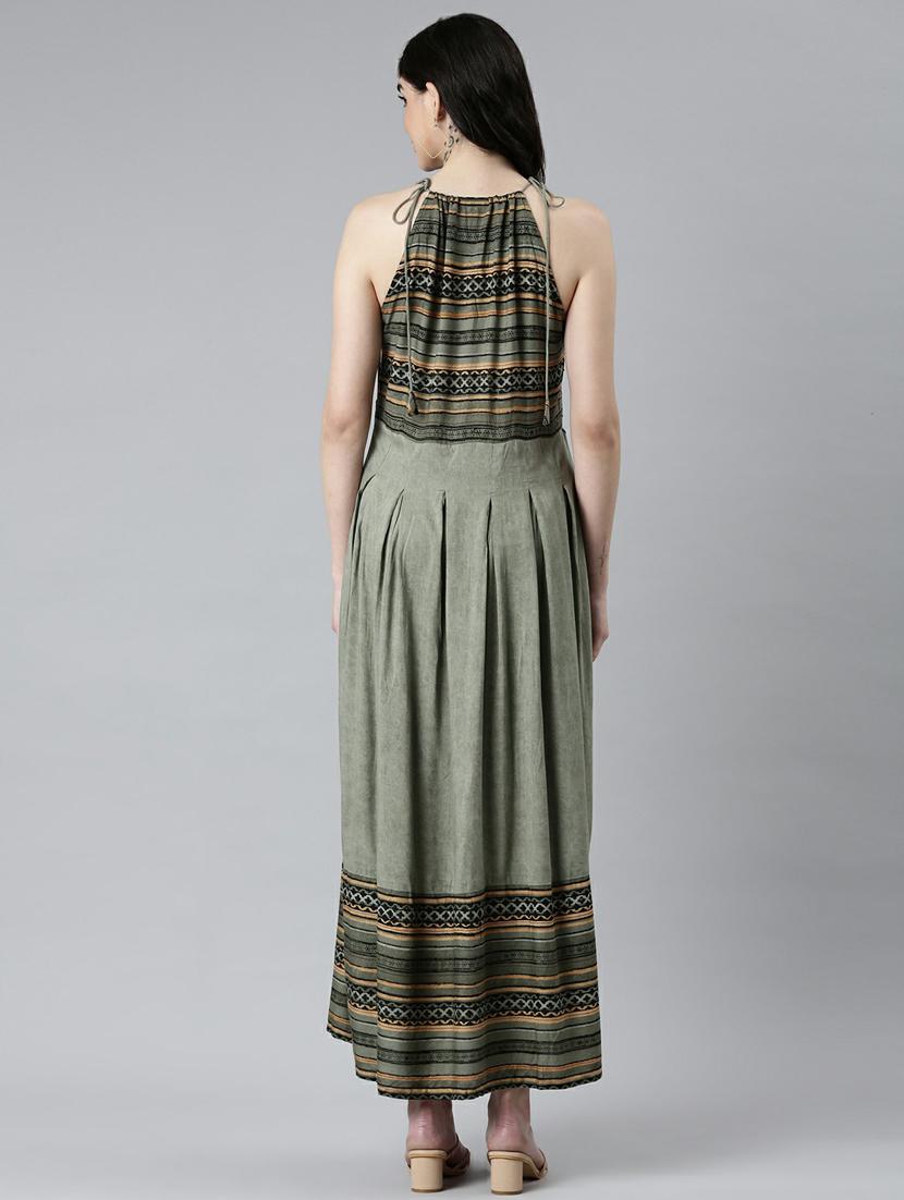 olive block print maxi dress - 20249527 - Standard Image - 2