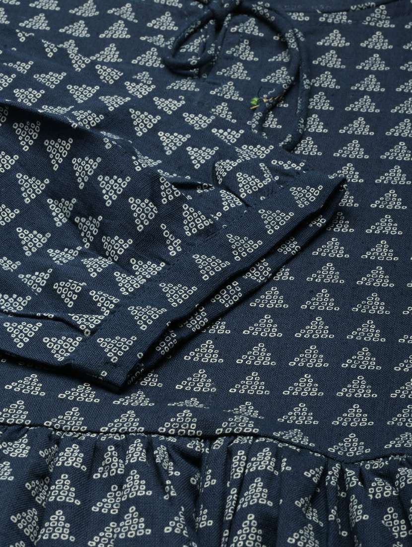 navy blue geometric fit & flare dress - 20249529 -  Standard Image - 7