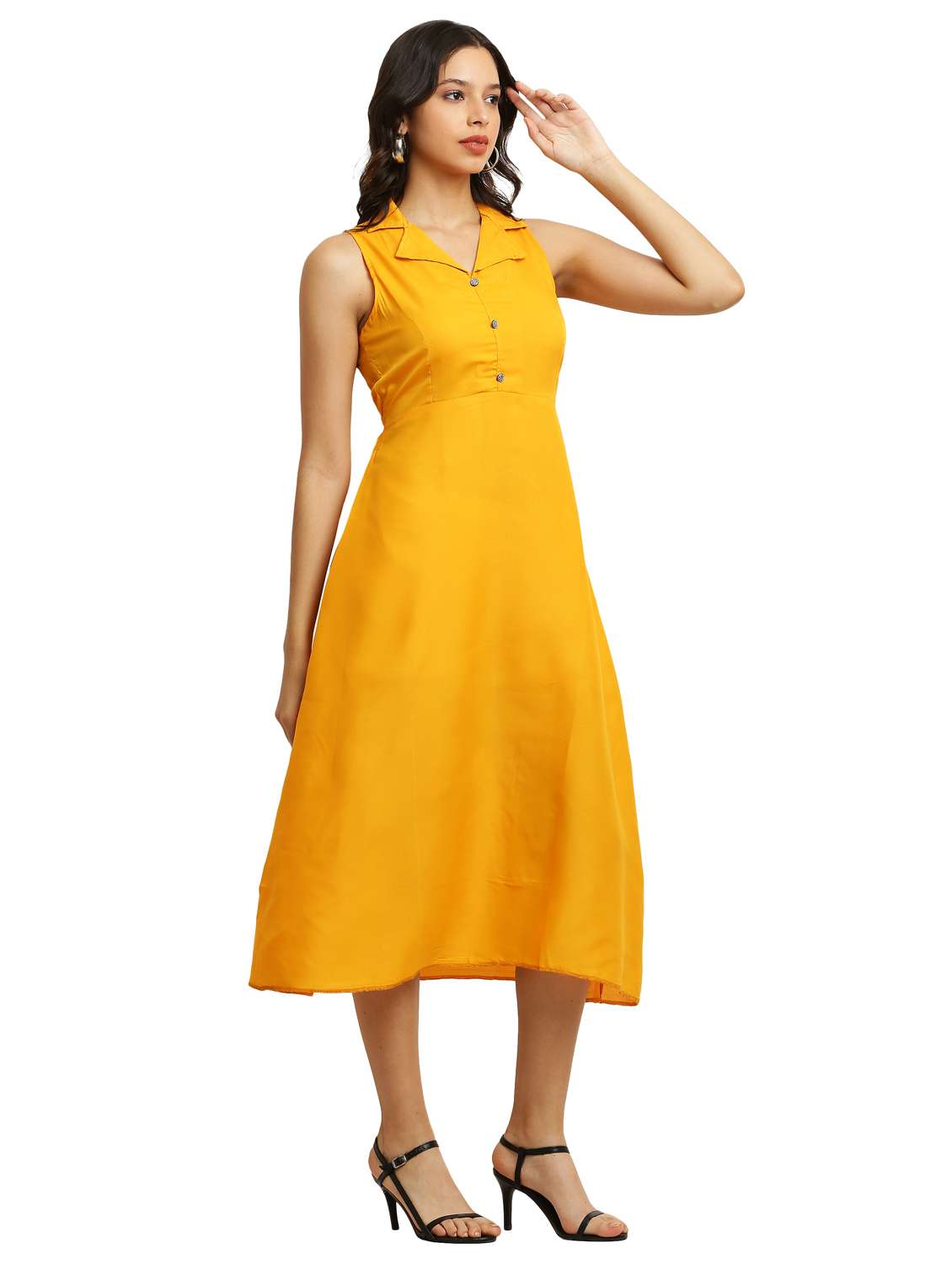 women's fit & flare solid dress - 20249566 - Standard Image - 2