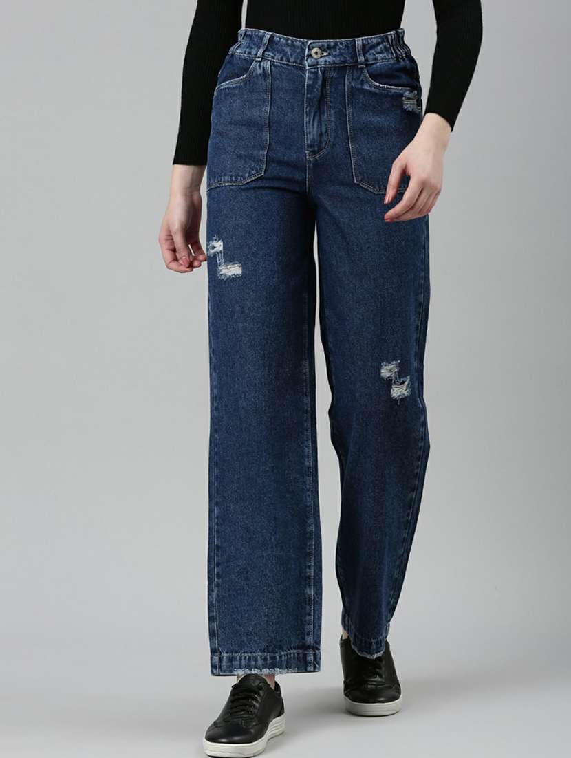 women's distress straight fit jeans - 20249610 -  Zoom Image - 0