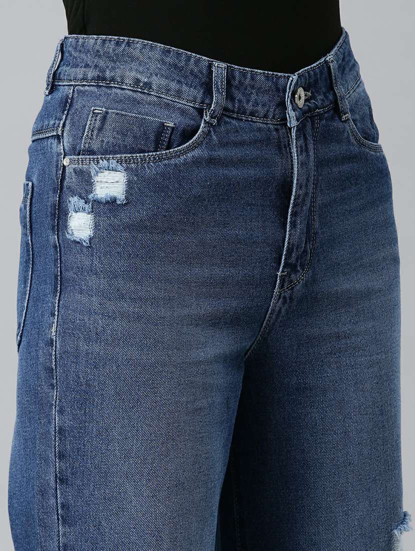 women's distress straight fit jeans - 20249611 -  Standard Image - 7