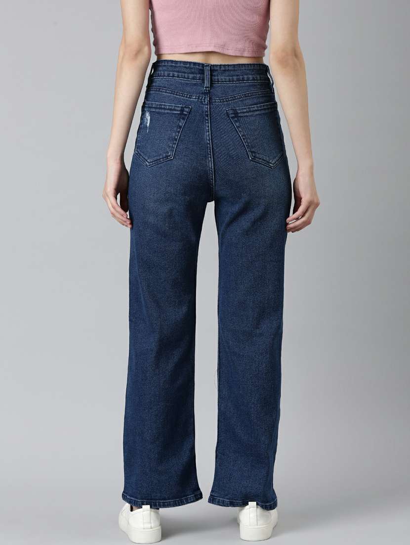 women's distress straight fit jeans - 20249673 - Standard Image - 2