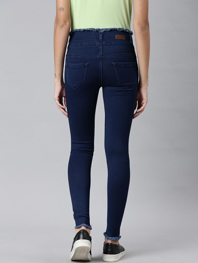 showoff women's high-rise clean look stretchable blue skinny fit jeans - 20249692 - Standard Image - 2
