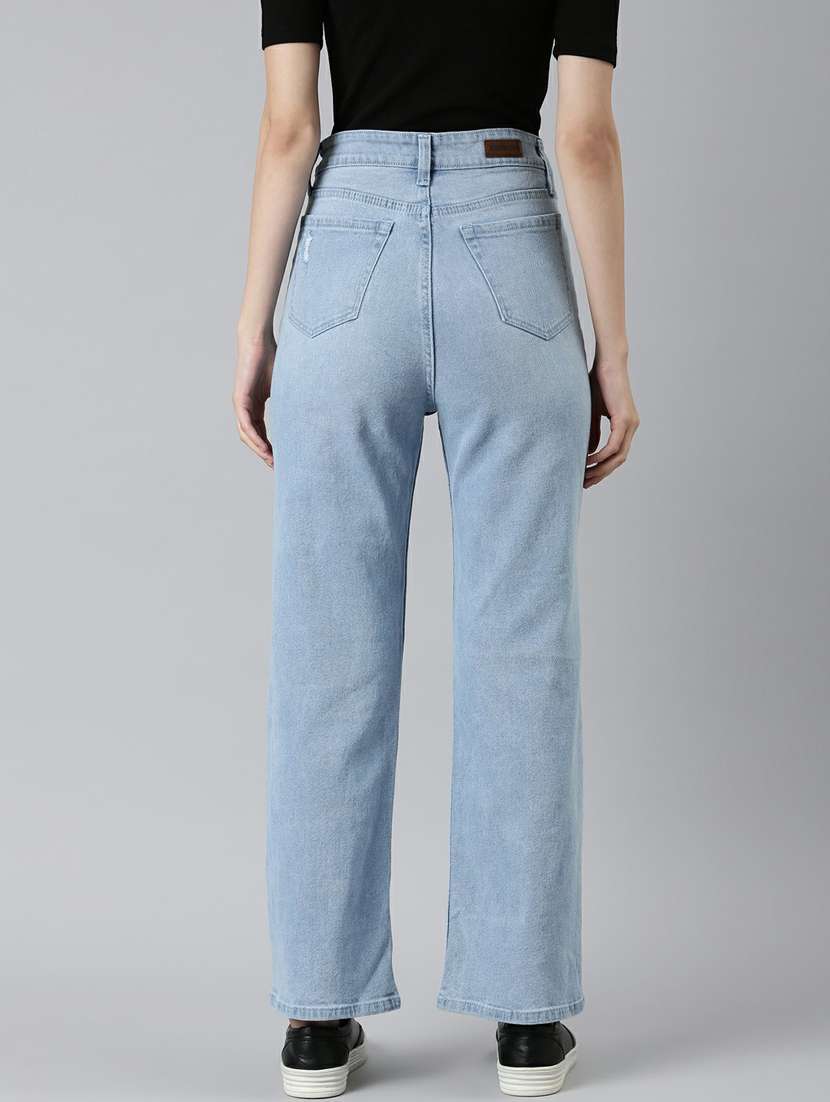 women's distress straight fit jeans - 20249732 - Standard Image - 2