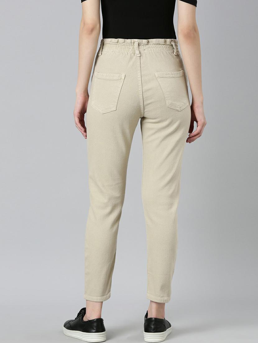 showoff women's high-rise clean look non stretchable beige regular fit jeans - 20249760 - Standard Image - 2