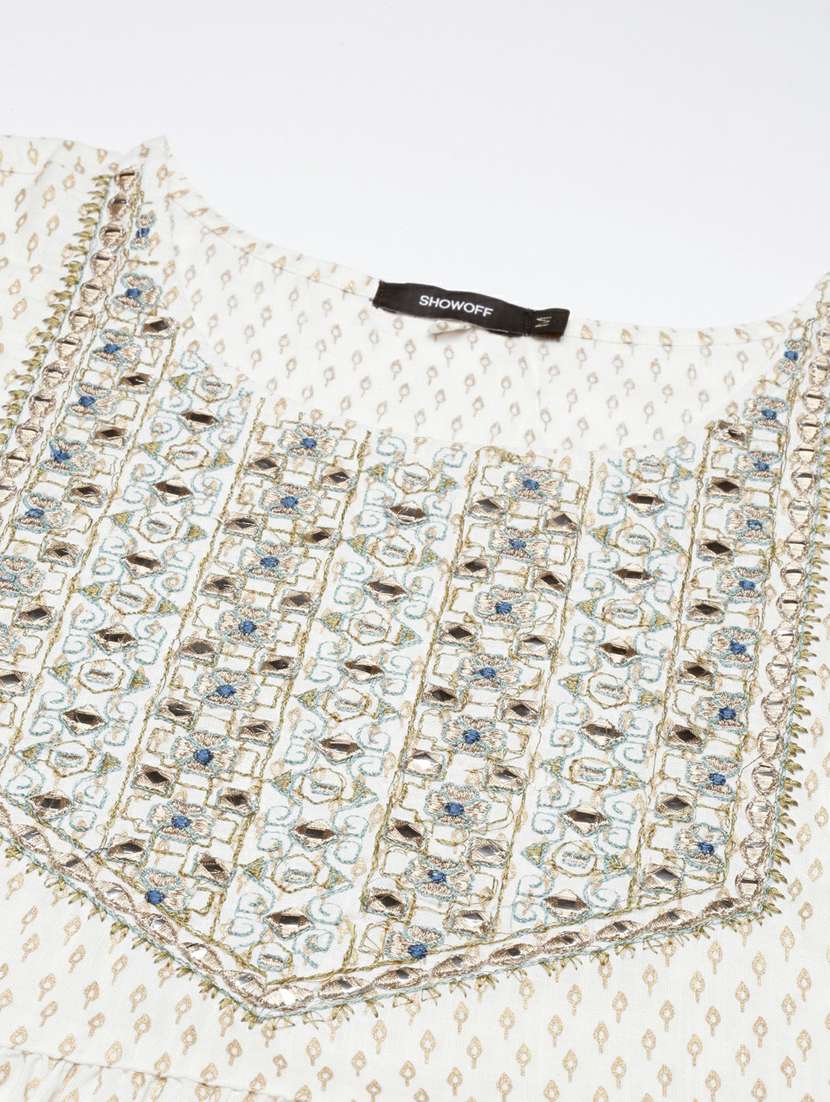 women foil print round neck kurta pant set - 20251244 -  Standard Image - 7