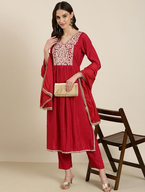 women embroidered kurta pant set with dupatta - 20251266 - Standard Image - 0