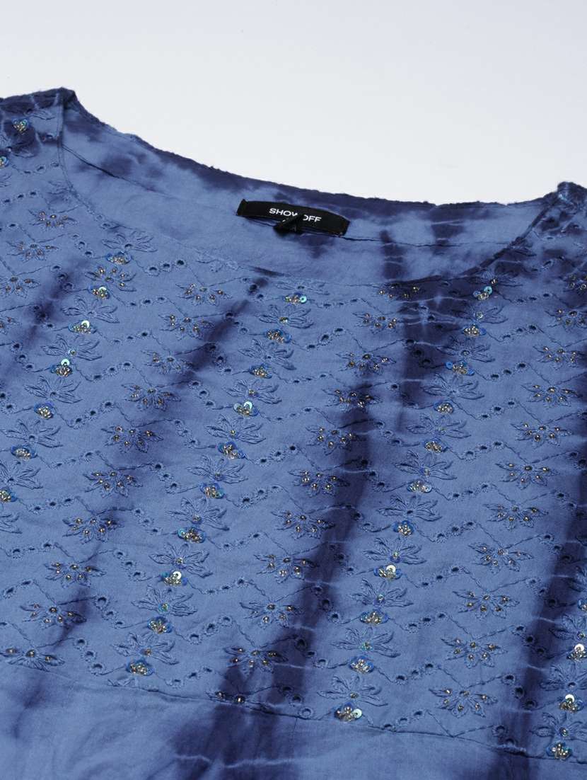 women tie & dye kurta palazzo set with dupatta - 20251293 -  Standard Image - 7