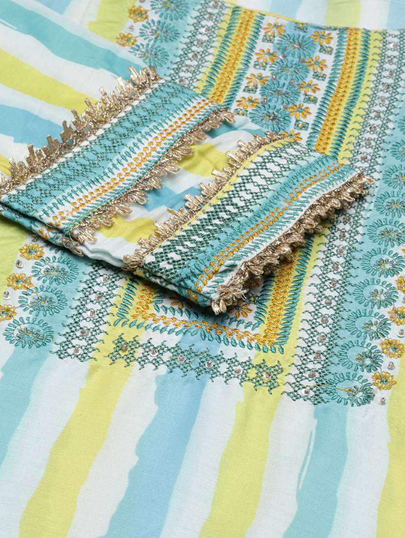 women stripes kurta pant set with dupatta - 20251301 -  Standard Image - 7