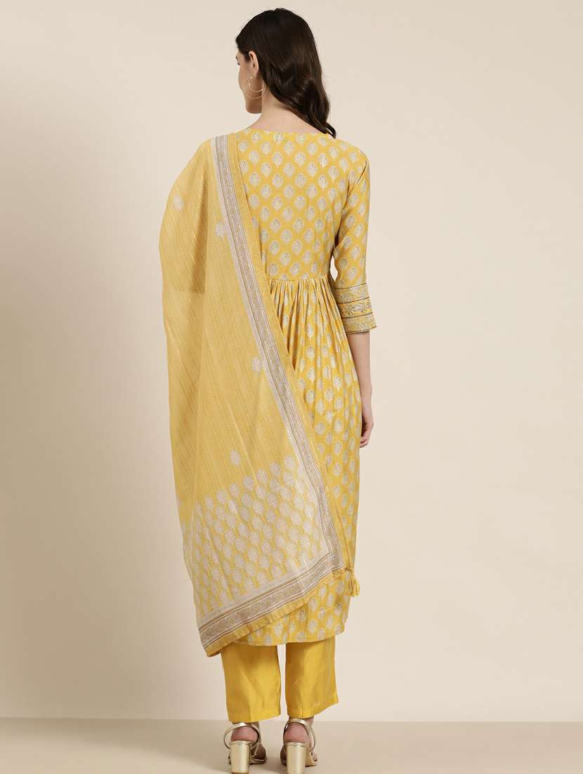 women yellow printed kurta pant set with dupatta - 20251302 -  Standard Image - 2