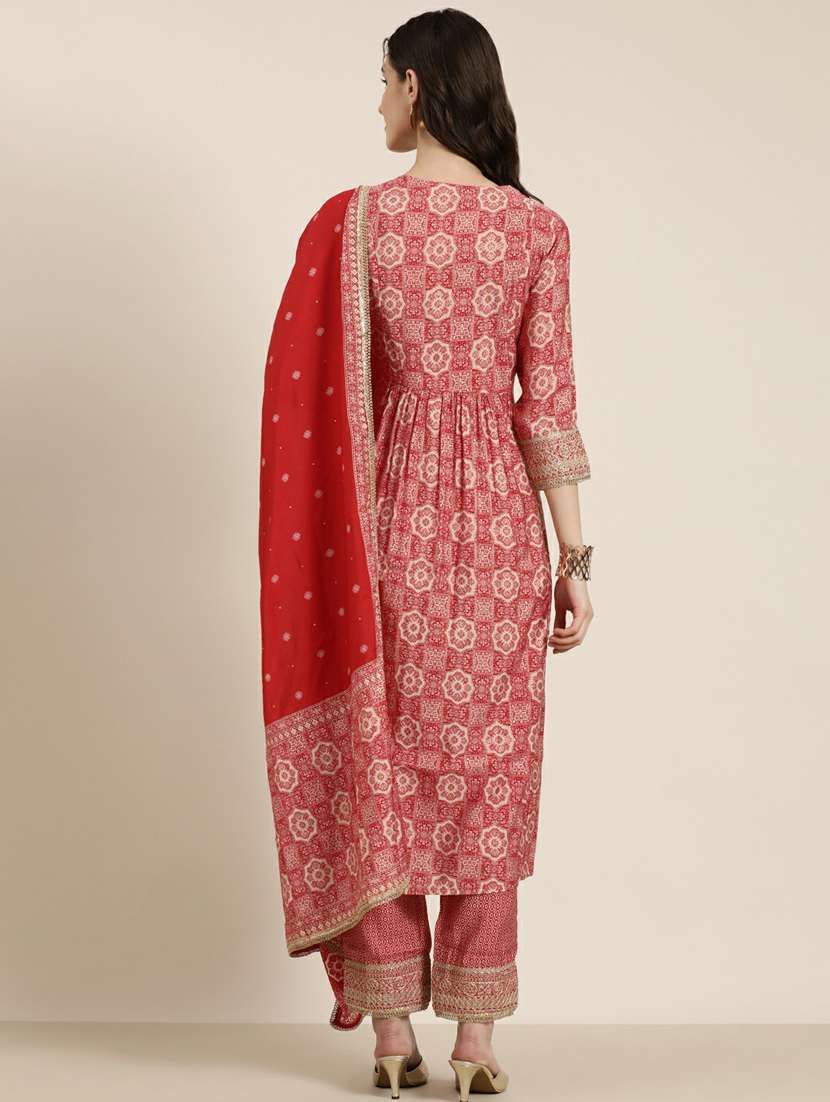 women printed notch neck kurta pant set with dupatta - 20251308 -  Standard Image - 2