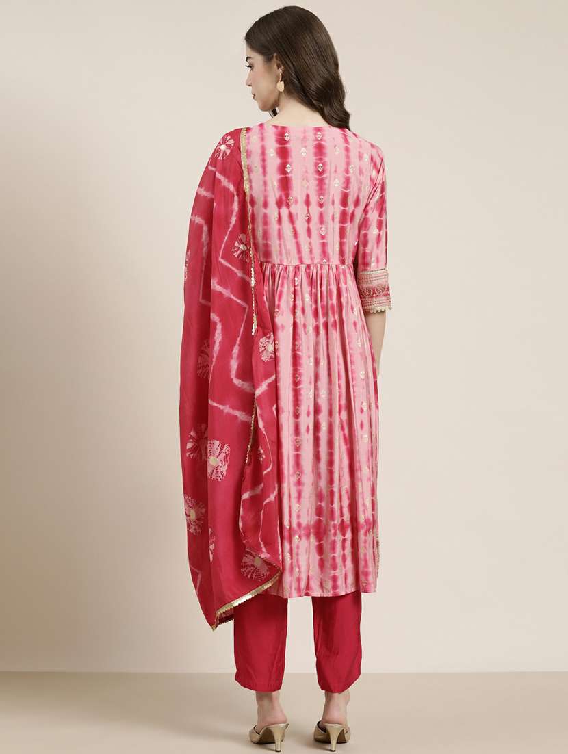 women tie & dye kurta pant set with dupatta - 20251312 -  Standard Image - 2