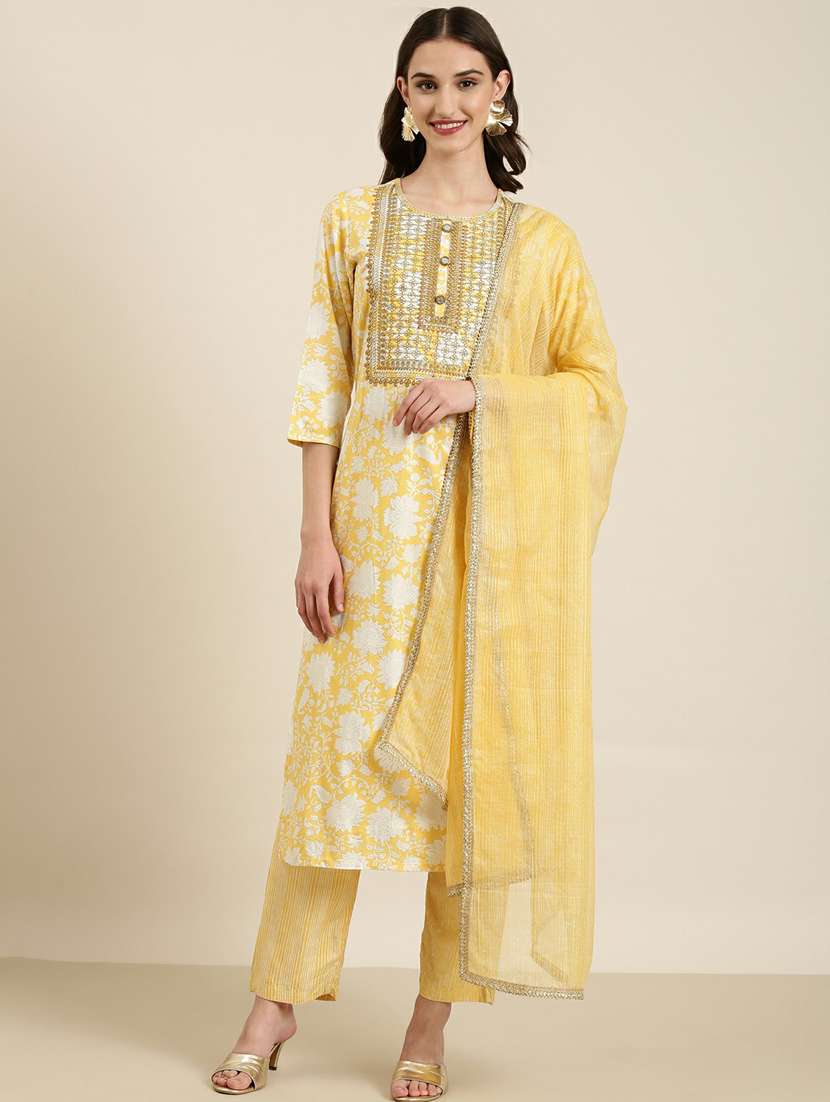 women floral kurta pant set with dupatta