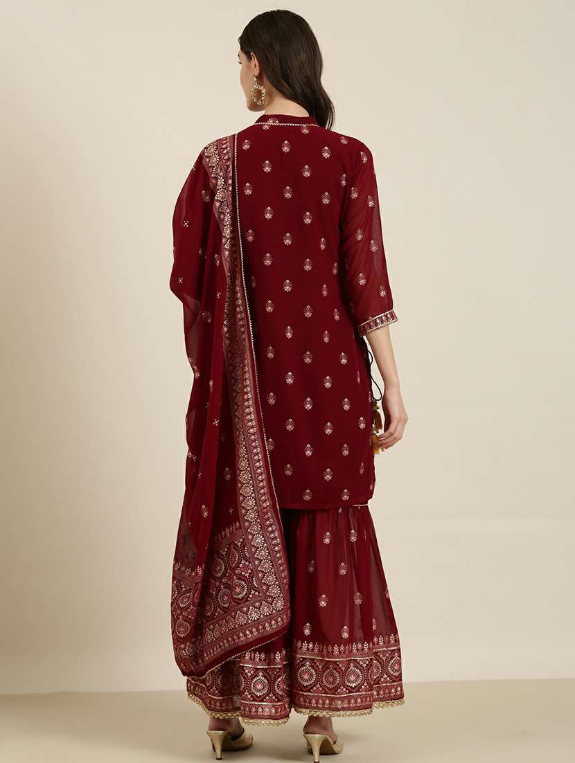 women embroidered kurta sharara set with dupatta - 20251346 - Standard Image - 2