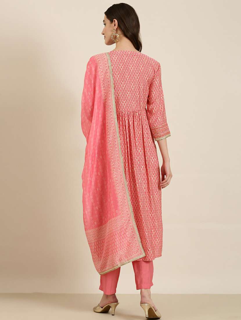 women floral round neck kurta pant set with dupatta - 20251358 -  Standard Image - 2