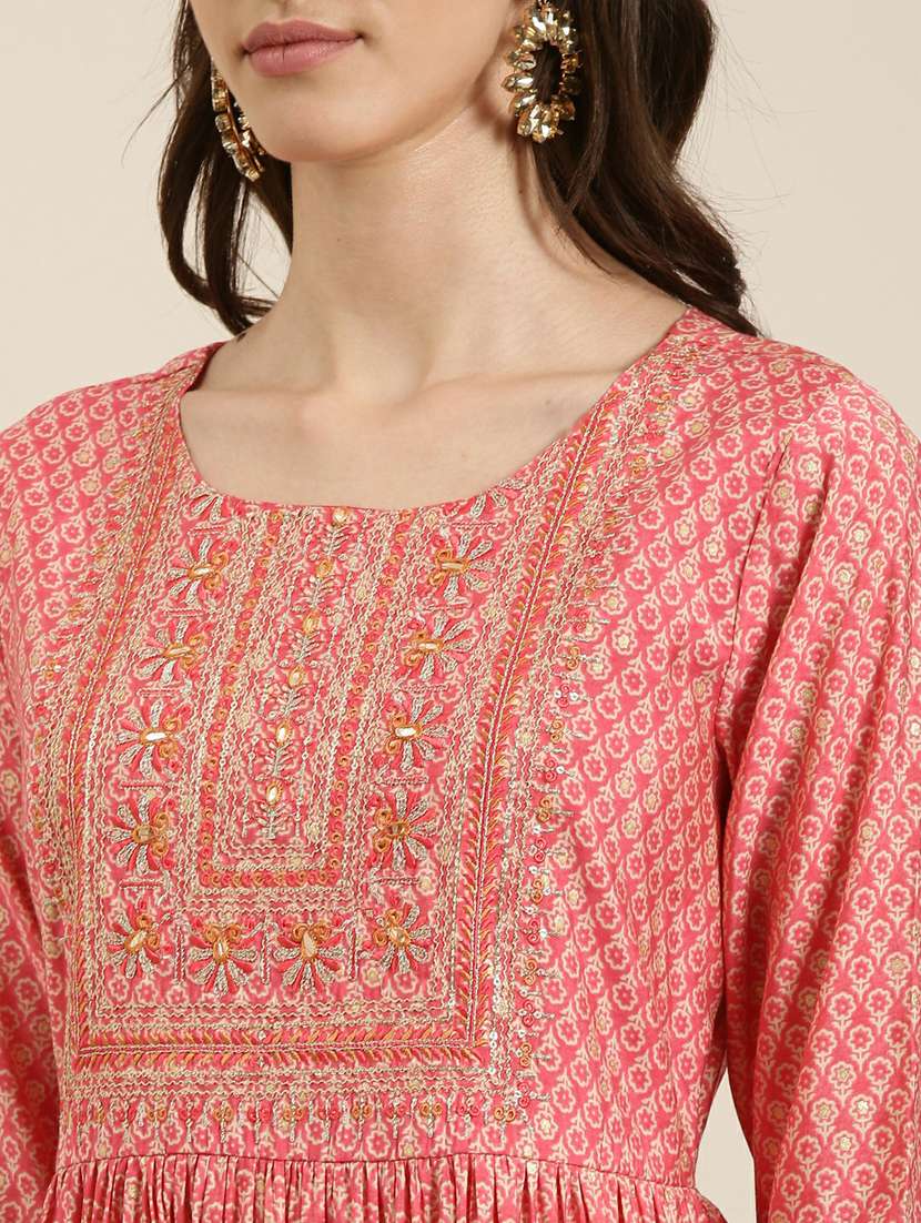 women floral round neck kurta pant set with dupatta - 20251358 -  Standard Image - 7