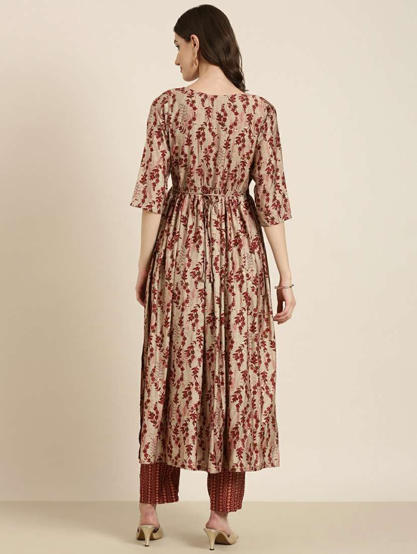 women floral printed round neck kurta pant set - 20251407 -  Standard Image - 2