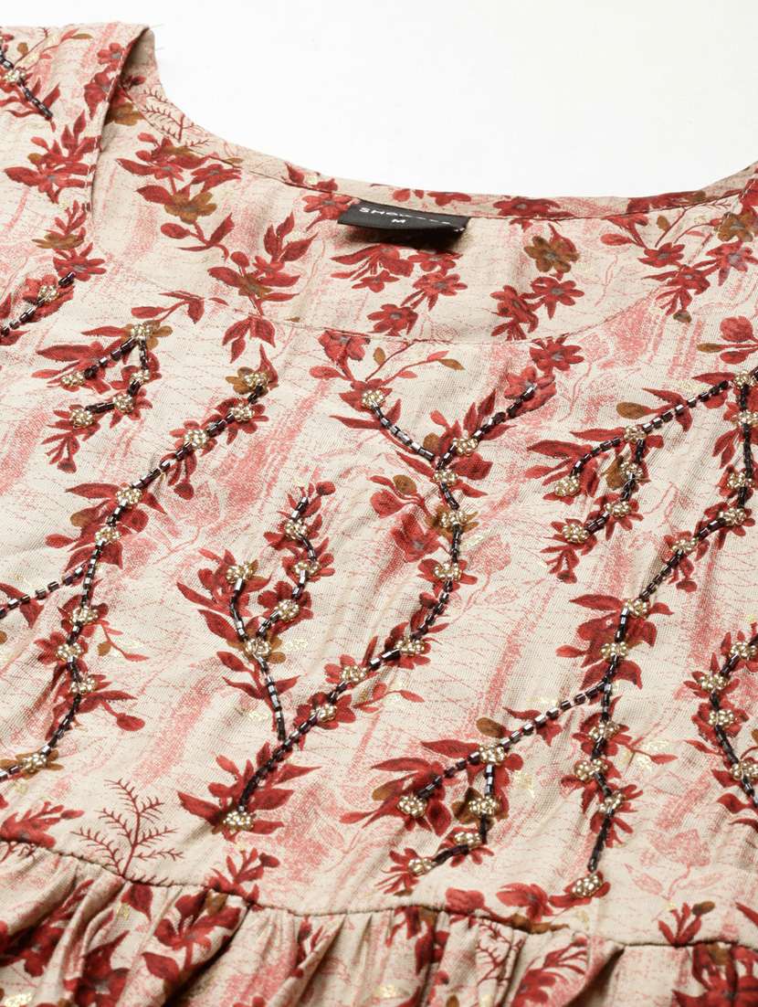 women floral printed round neck kurta pant set - 20251407 -  Standard Image - 7