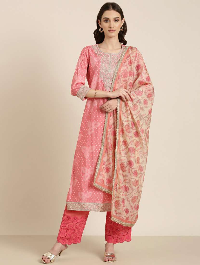women printed kurta palazzo set with dupatta