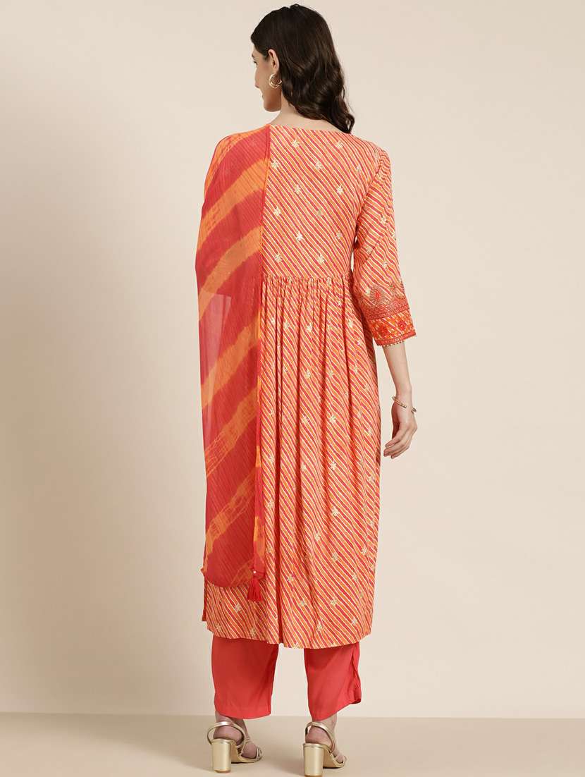 women leheriya kurta palazzo set with dupatta - 20251425 -  Standard Image - 2