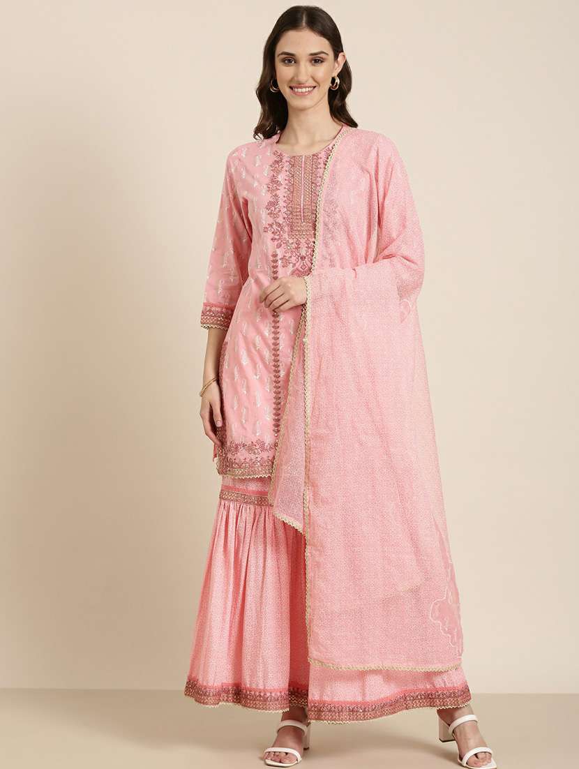 women paisley kurta sharara set with dupatta