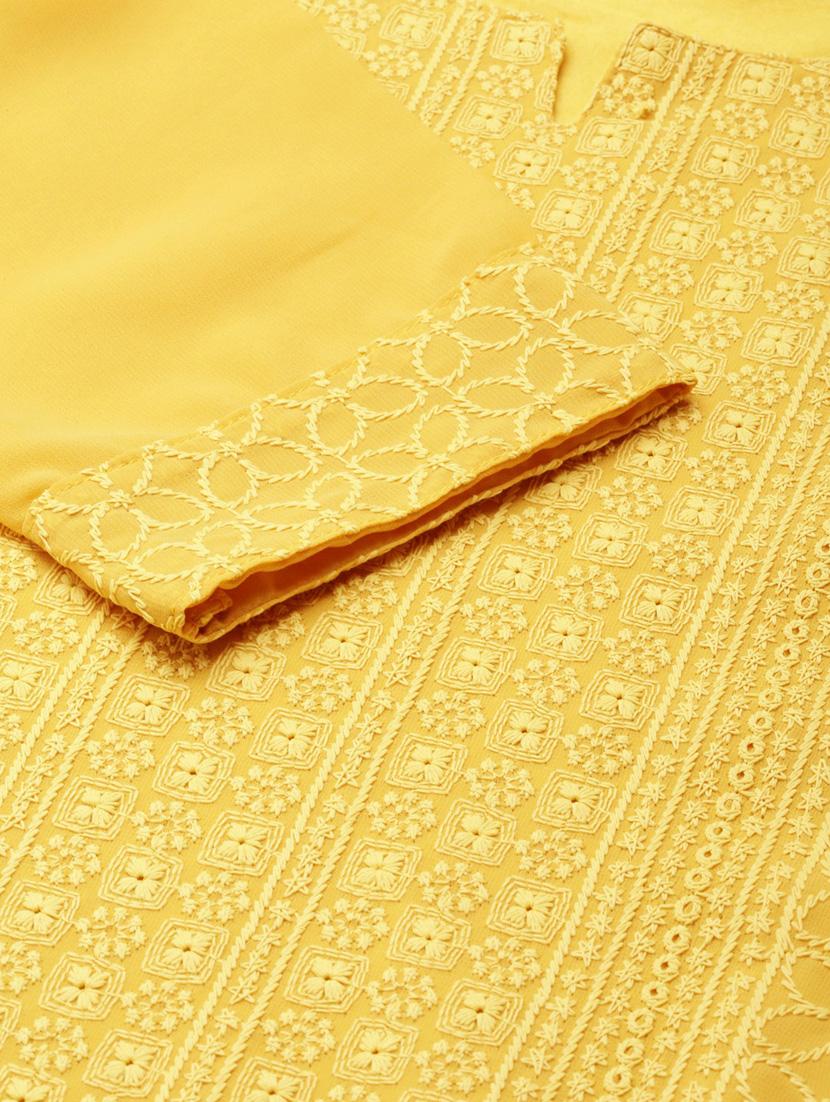 mustard cotton straight kurta - 20252239 - Standard Image - 7